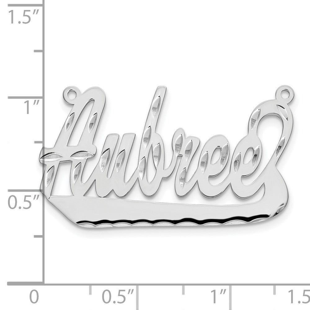 Sterling Silver Rhodium Plated Diamond Cut Underlined Name Plate