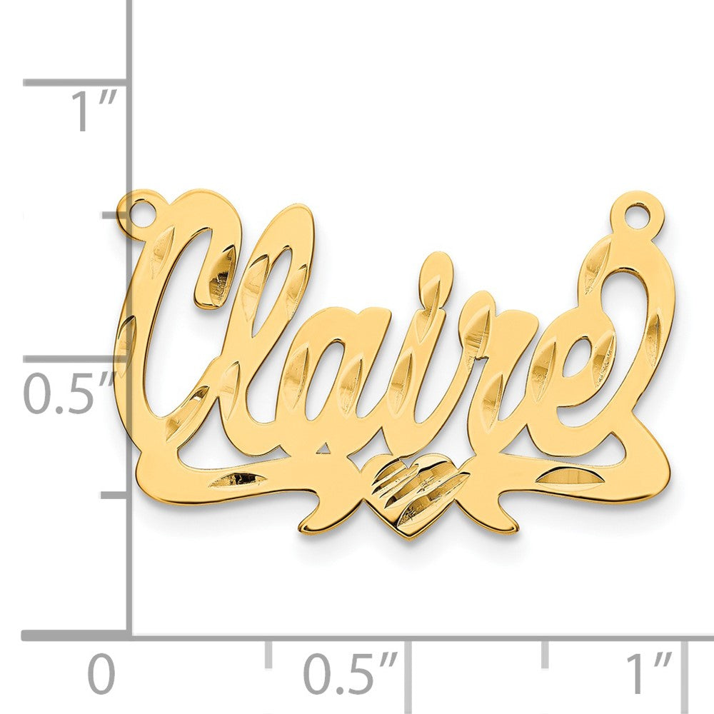 14K Yellow Gold Diamond Cut Heart Name Plate