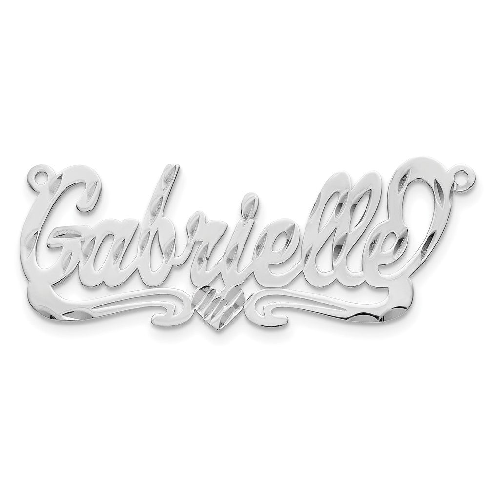 14K White Gold Diamond Cut Heart Name Plate