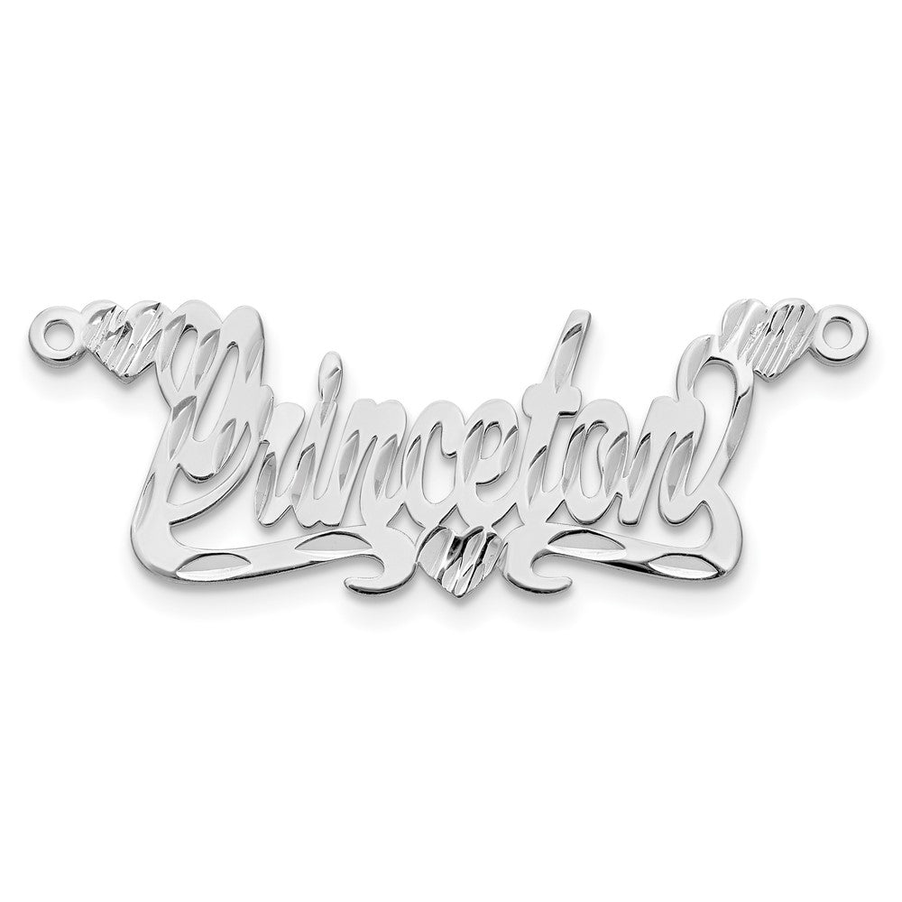 14K White Gold Diamond Cut Hearts Name Plate