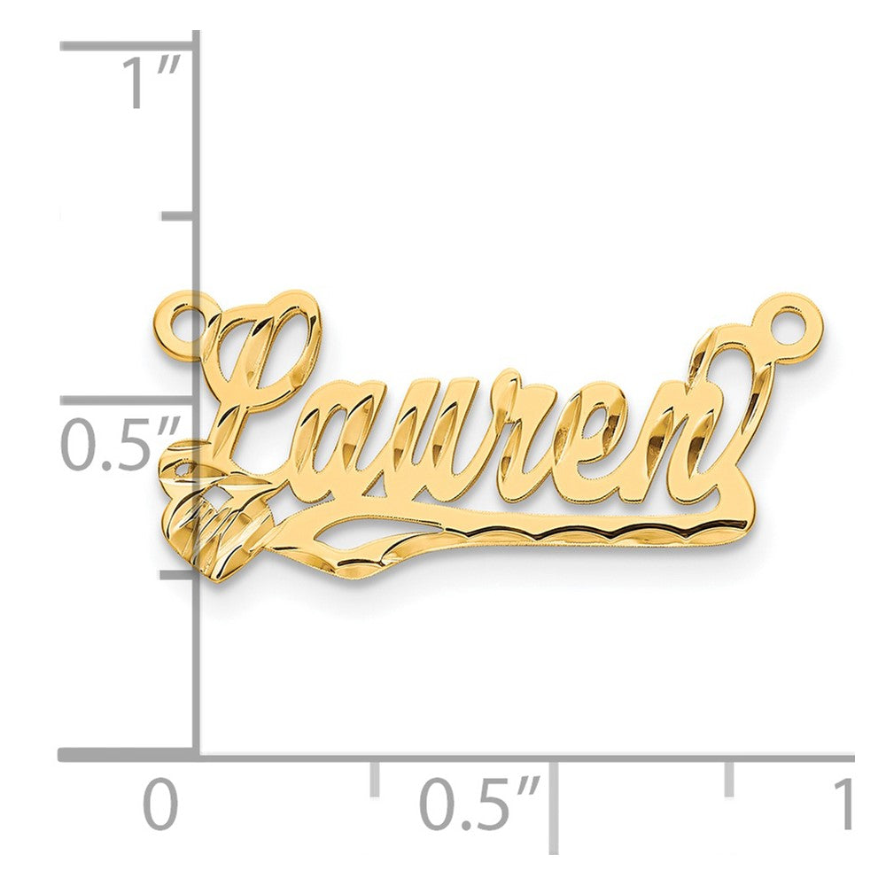 Gold Plated Sterling Silver/Gold Diamond Cut Heart Name Plate