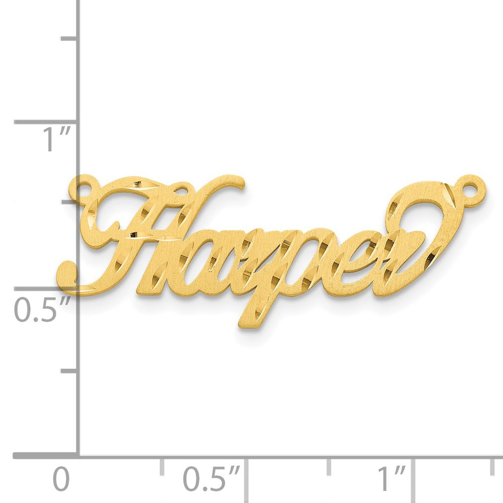 Gold Plated Sterling Silver/Gold Satin Diamond Cut Name Plate