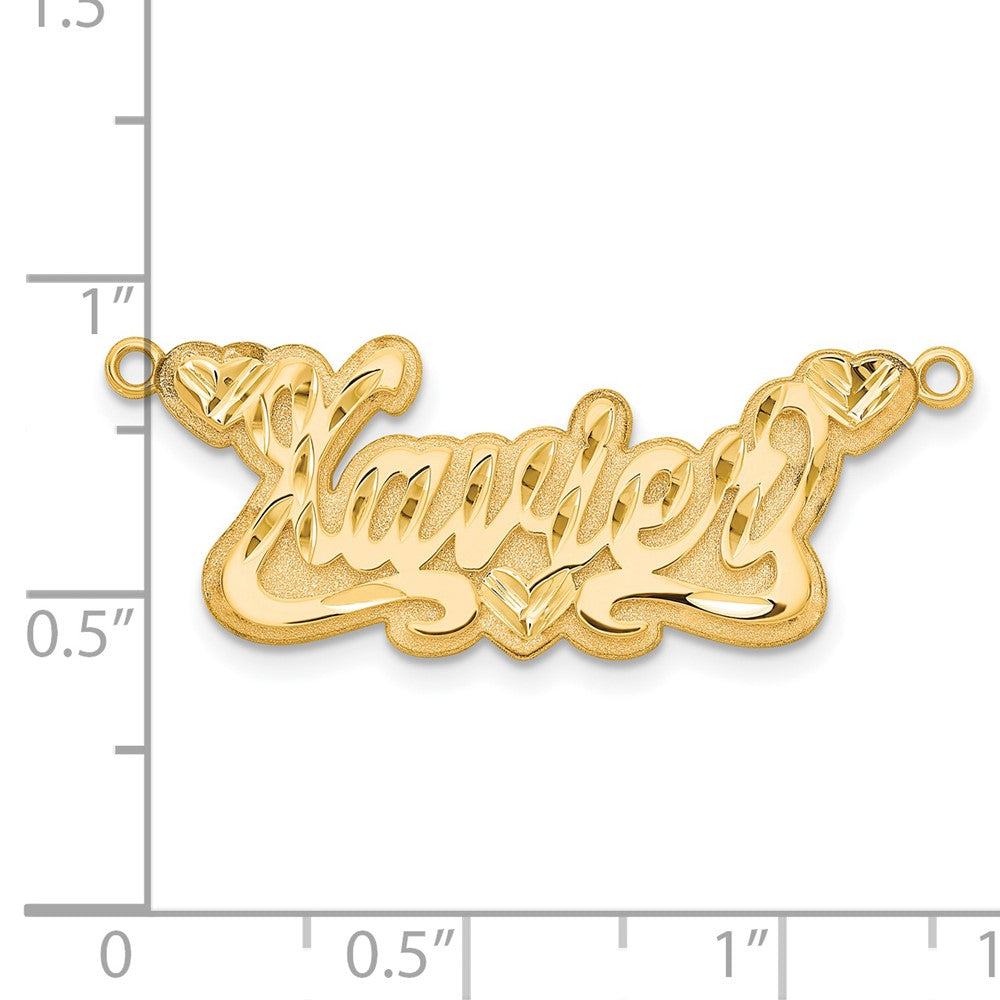 Gold Plated Sterling Silver/Gold 3D Diamond Cut Hearts Name Plate