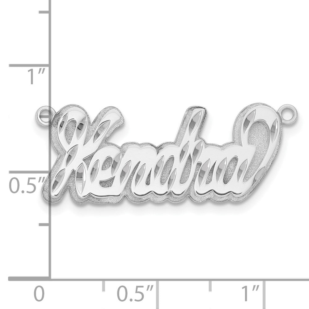 Sterling Silver Silver/Rhodium Plated 3D Diamond Cut Name Plate