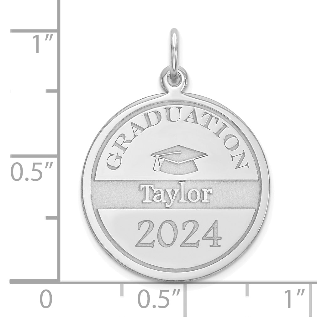 14K White Gold Personalized Graduation Charm