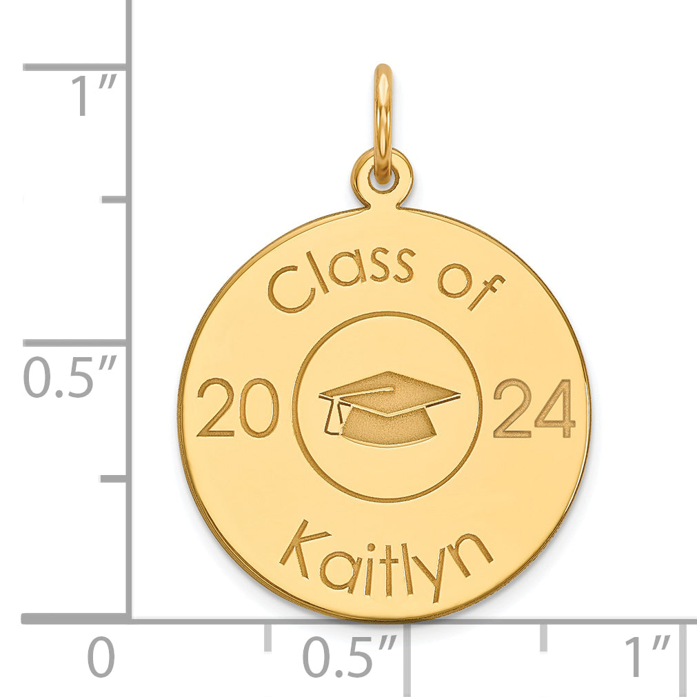 14K Yellow Gold Personalized Graduation Charm