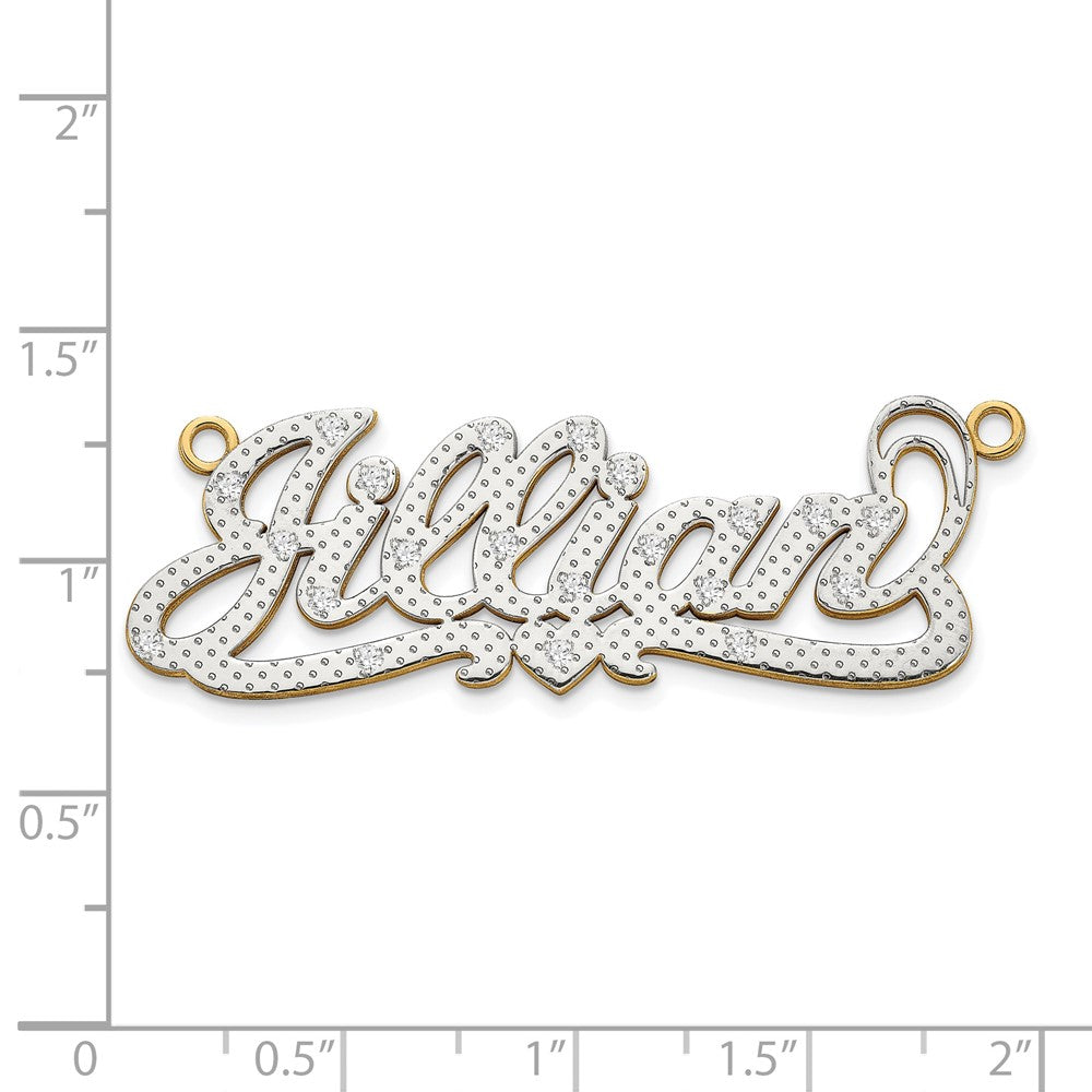 14K Yellow & Rhodium Gold And 3D Diamond With Heart Name Plate