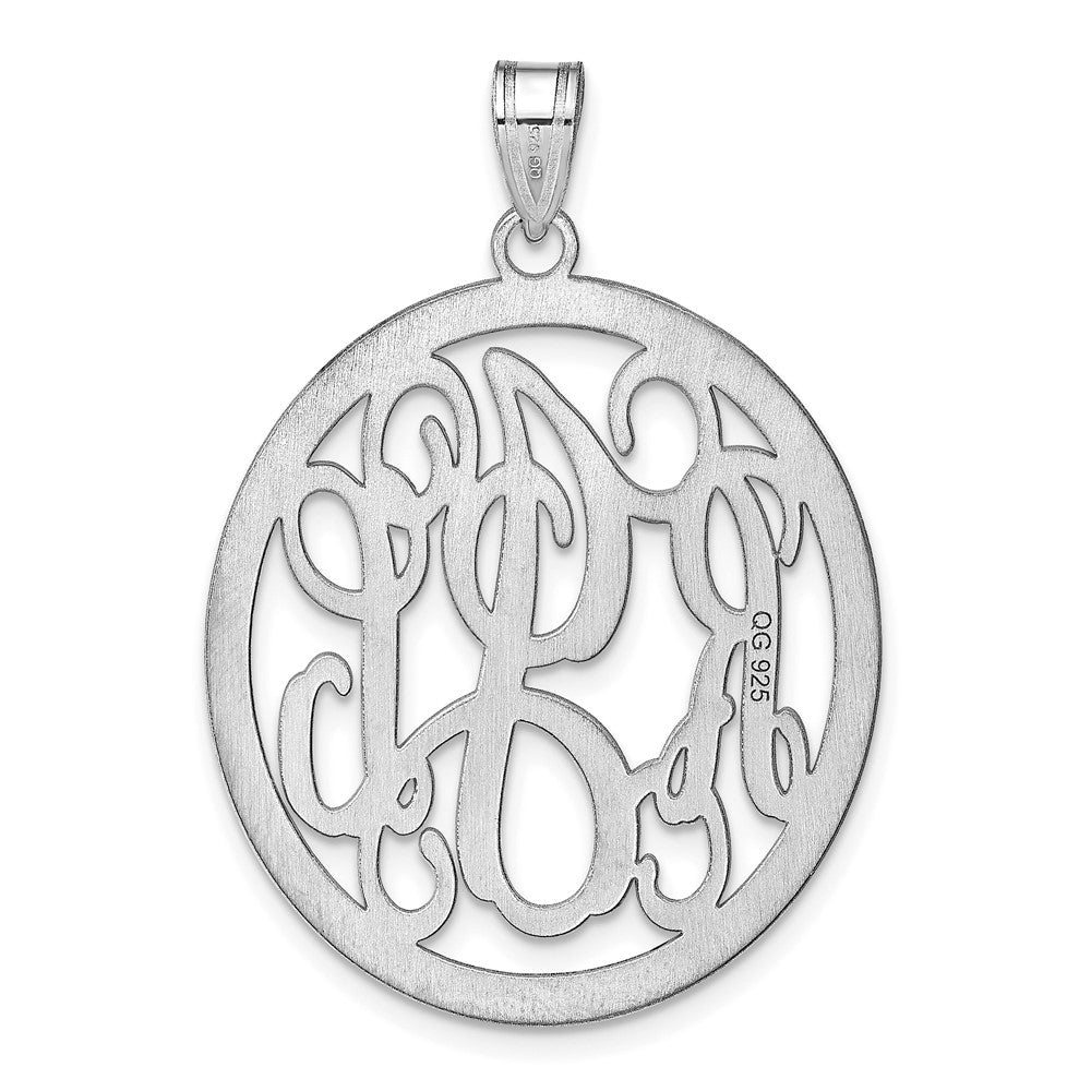 Sterling Silver Silver/Rhodium Plated Round Monogram Pendant