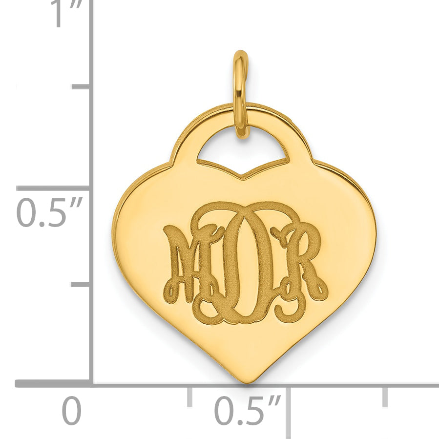 Gold Plated Sterling Silver/Gold Monogram Heart Charm