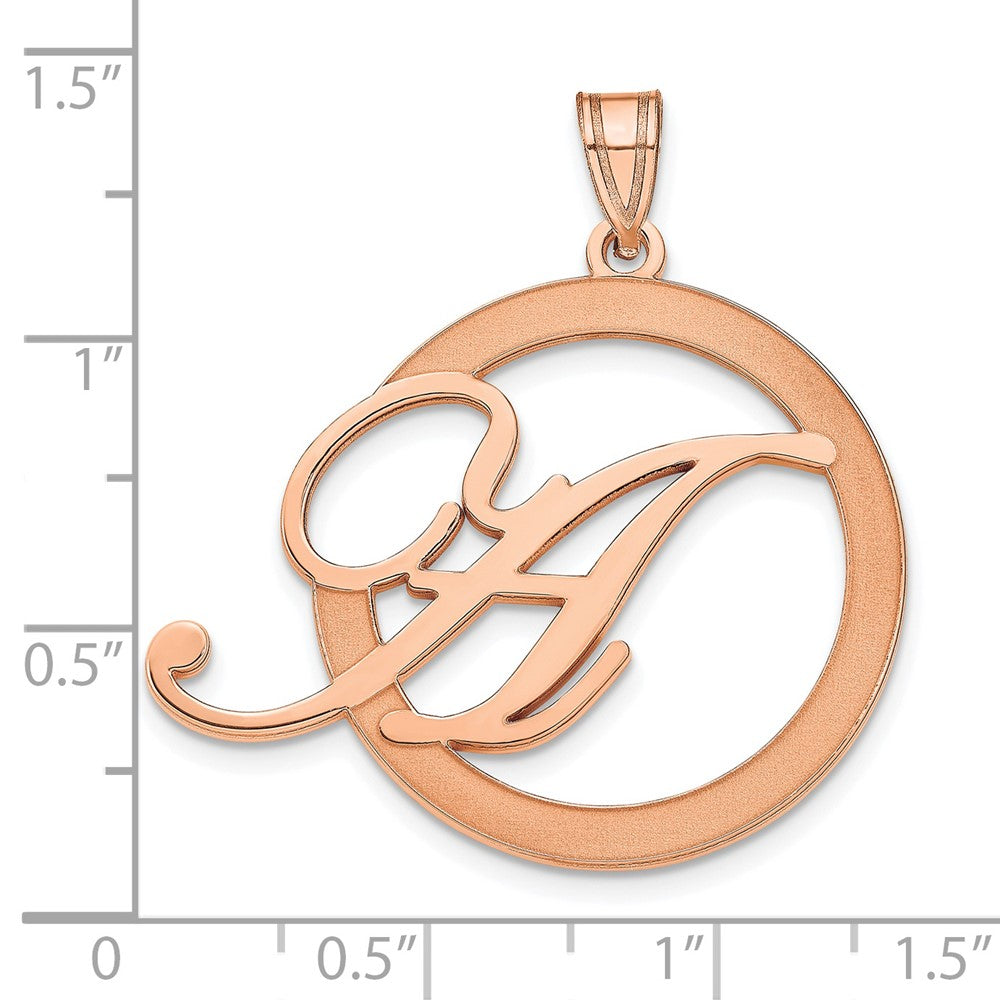 Rose Plated Sterling Silver/Rose Etched Initial In A Circle Pendant
