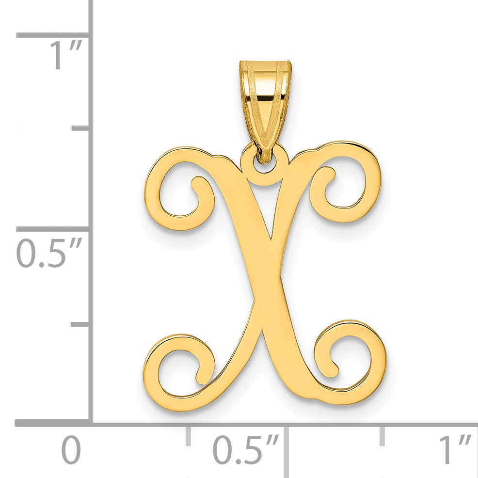 Gold Plated Sterling Silver Letter X Initial Pendant