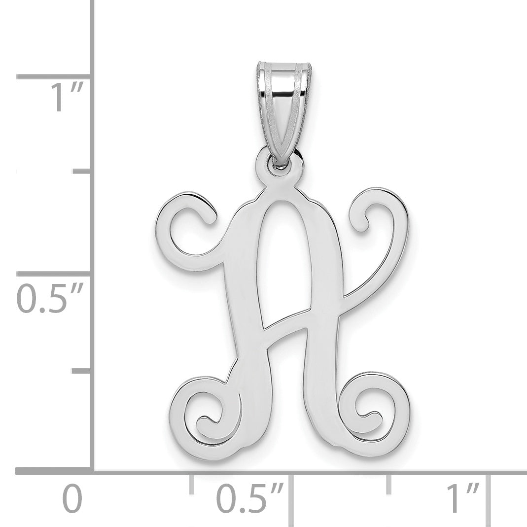 Sterling Silver Rhodium Plated Casted High Polished Initial Letter A Pendant