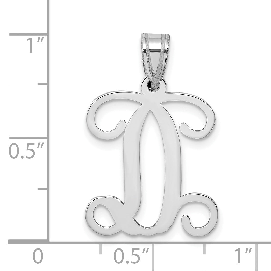Sterling Silver Rhodium Plated Letter D Initial Pendant
