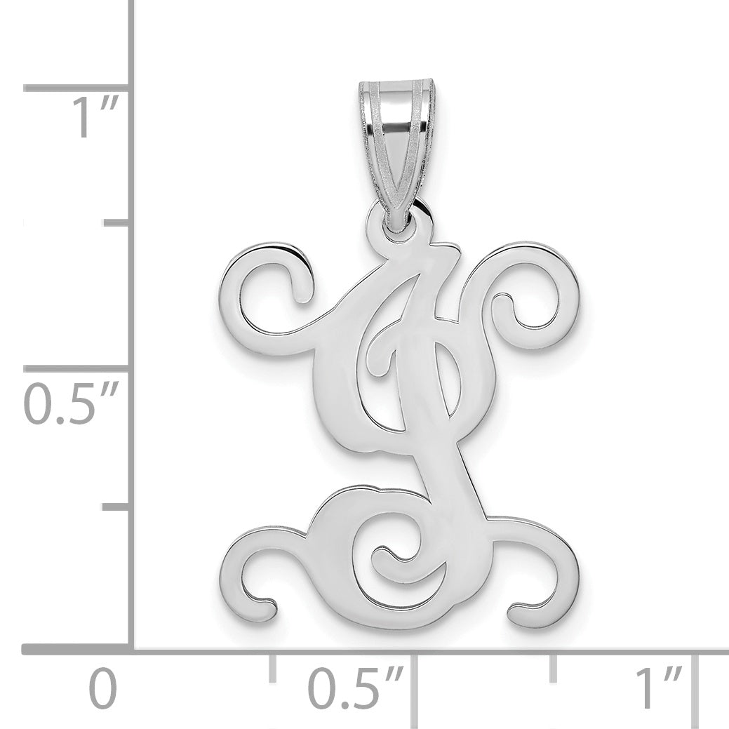 Sterling Silver Rhodium Plated Letter I Initial Pendant