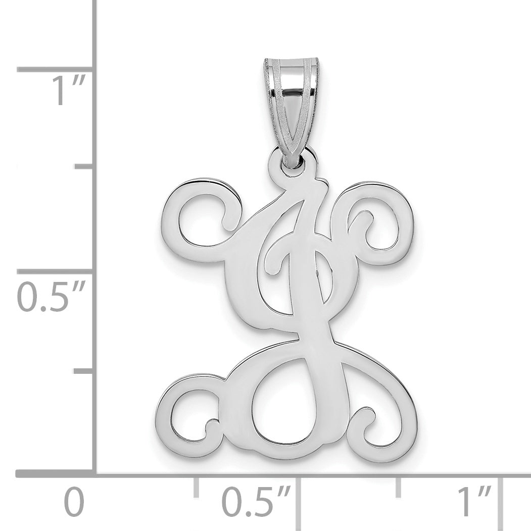 Sterling Silver Rhodium Plated Letter J Initial Pendant