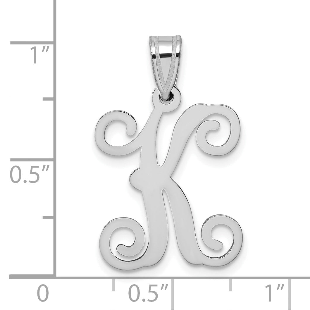 Sterling Silver Rhodium Plated Letter K Initial Pendant
