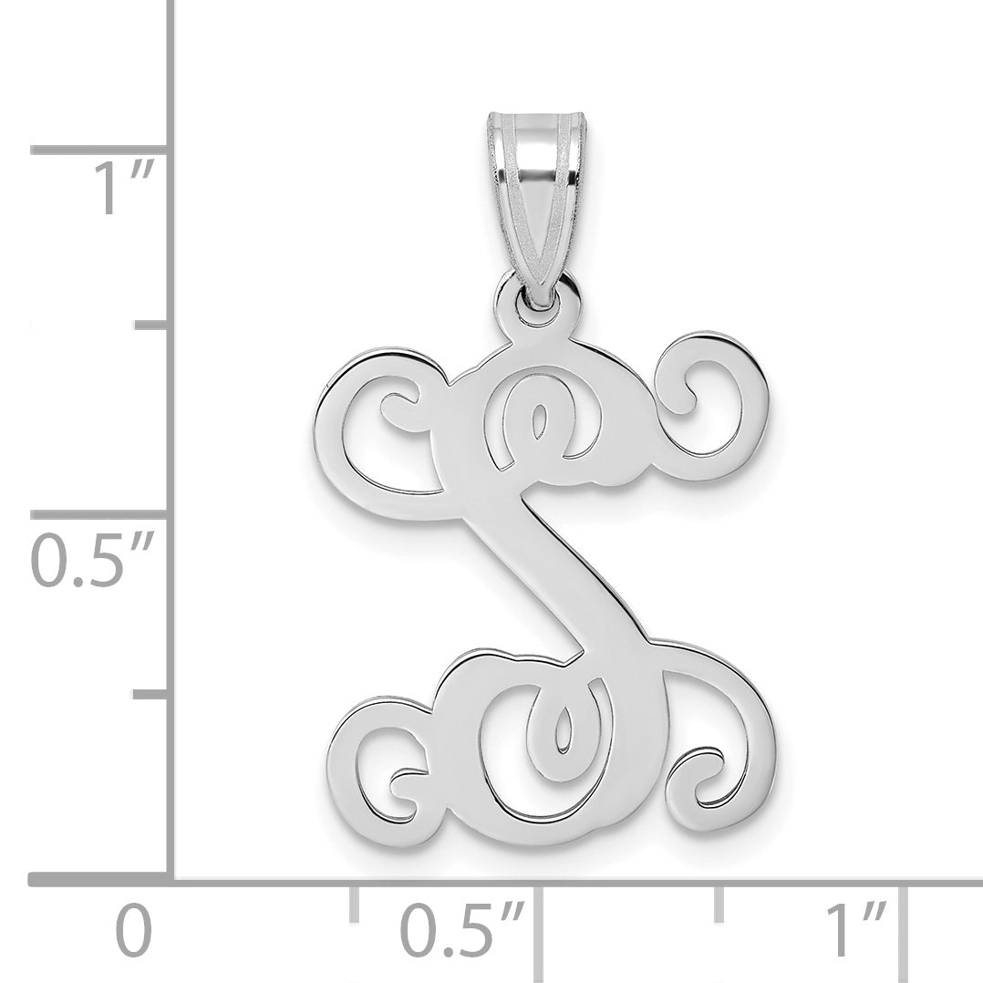 Sterling Silver Rhodium Plated Letter S Initial Pendant