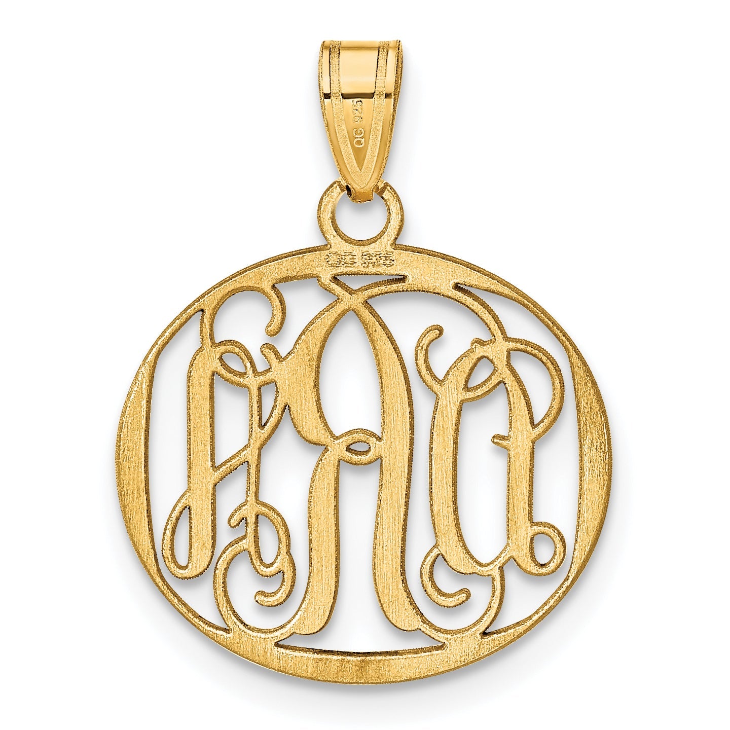 14K Yellow Gold Small Round Monogram Pendant