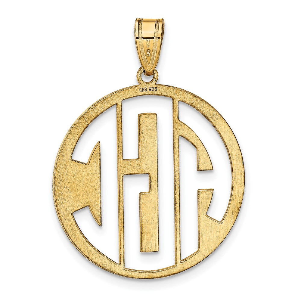 Gold Plated Sterling Silver/Gold Round Cut Out Monogram Pendant
