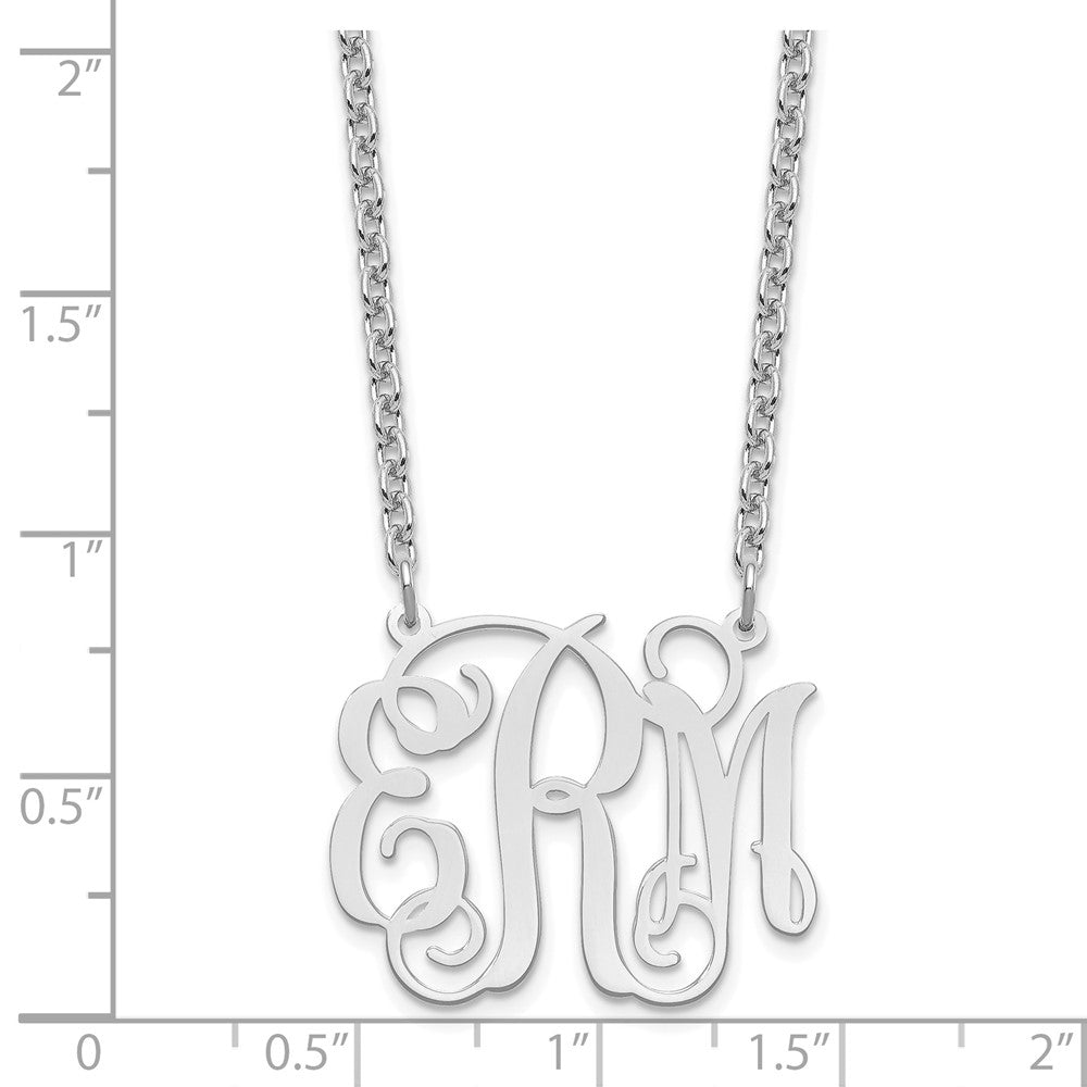Sterling Silver Silver/Rhodium Plated Medium Monogram Necklace