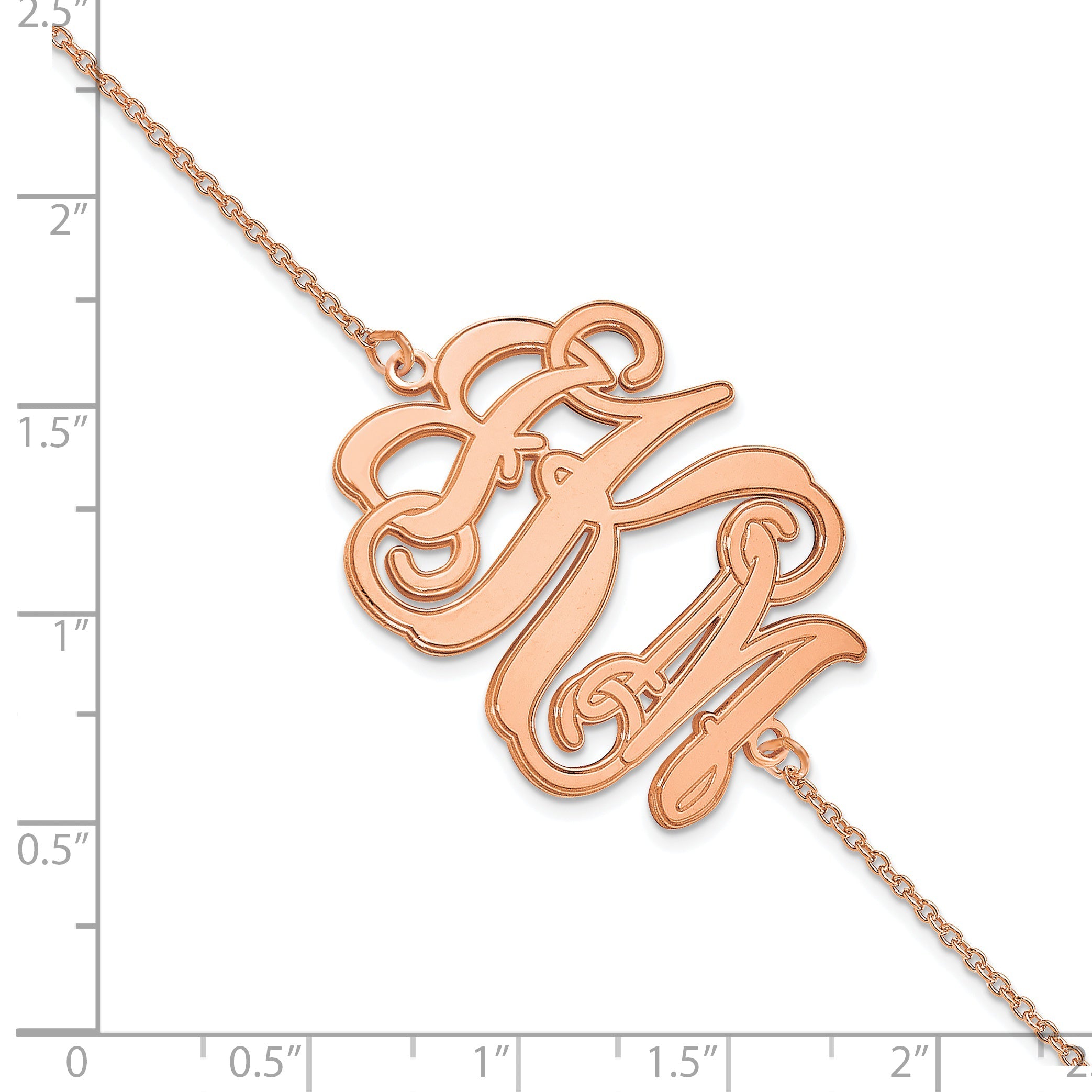 14K Rose Gold Etched Monogram Bracelet