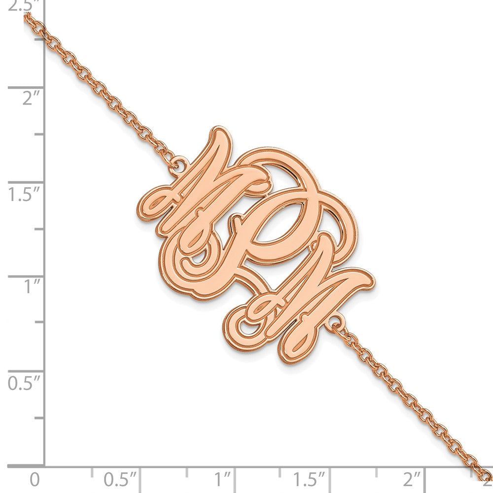 Rose Plated Sterling Silver/Rose Etched Monogram Bracelet