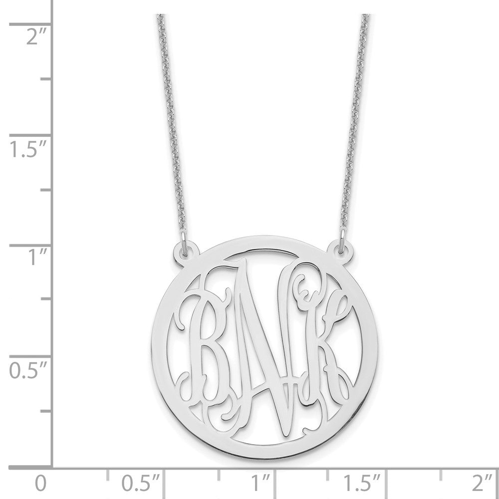 14K White Gold Round Monogram Necklace