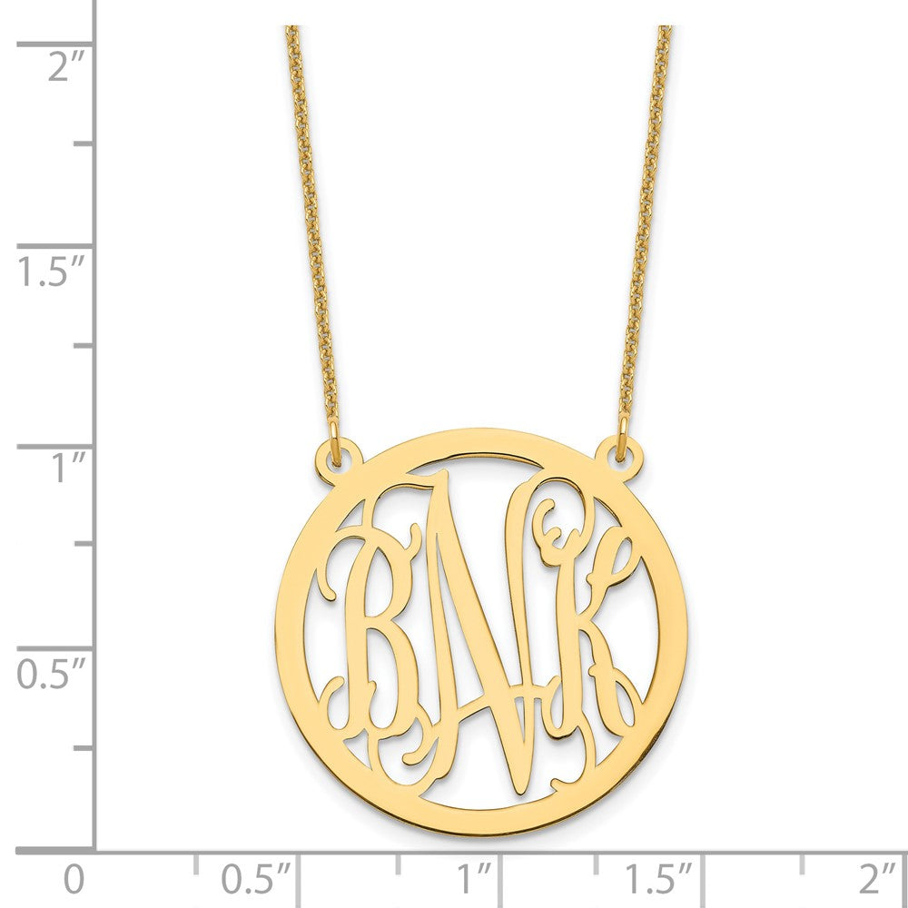 14K Yellow Gold Round Monogram Necklace