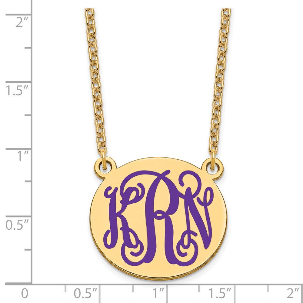 Gold Plated Medium Round Epoxy Monogram Necklace