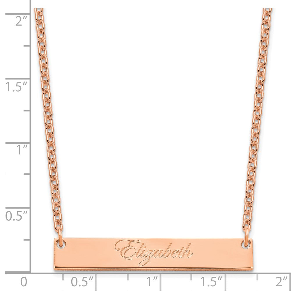 Rose Plated Medium Edwaedian Script Bar Necklace