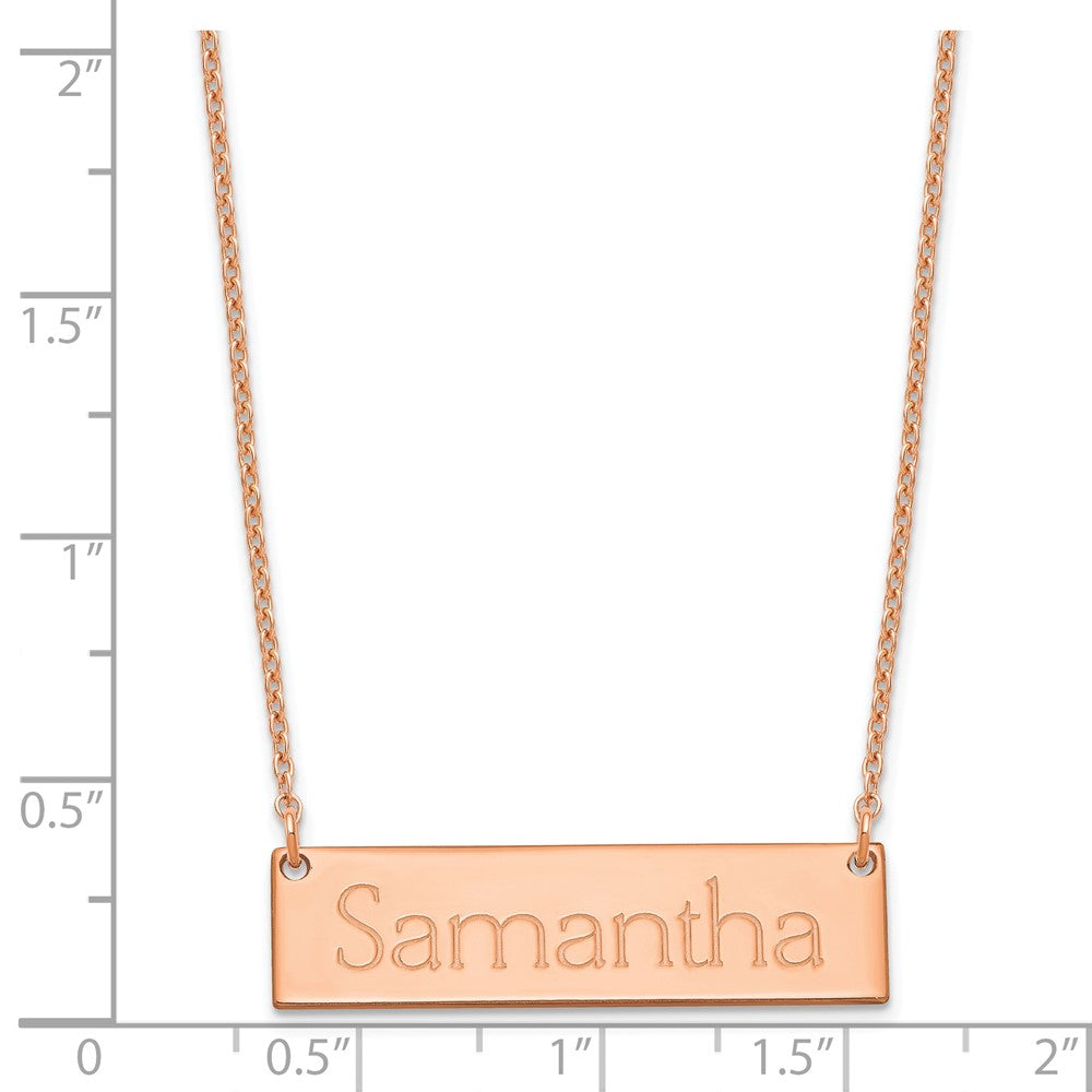 Rose Plated Sterling Silver/Rose Small Name Bar Necklace