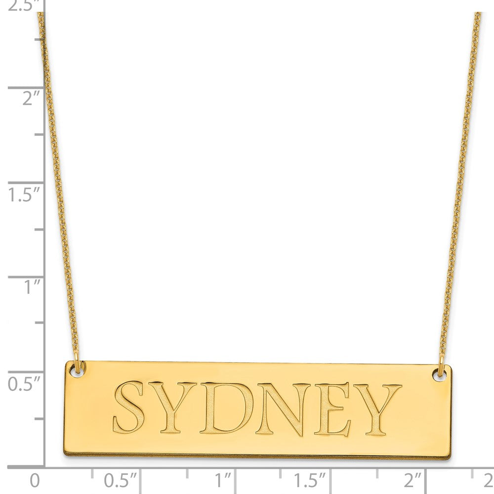 14K Yellow Gold Large Name Bar Necklace