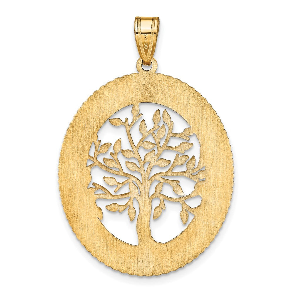 14K Yellow Gold 14Ky Oval Family Tree Pendant
