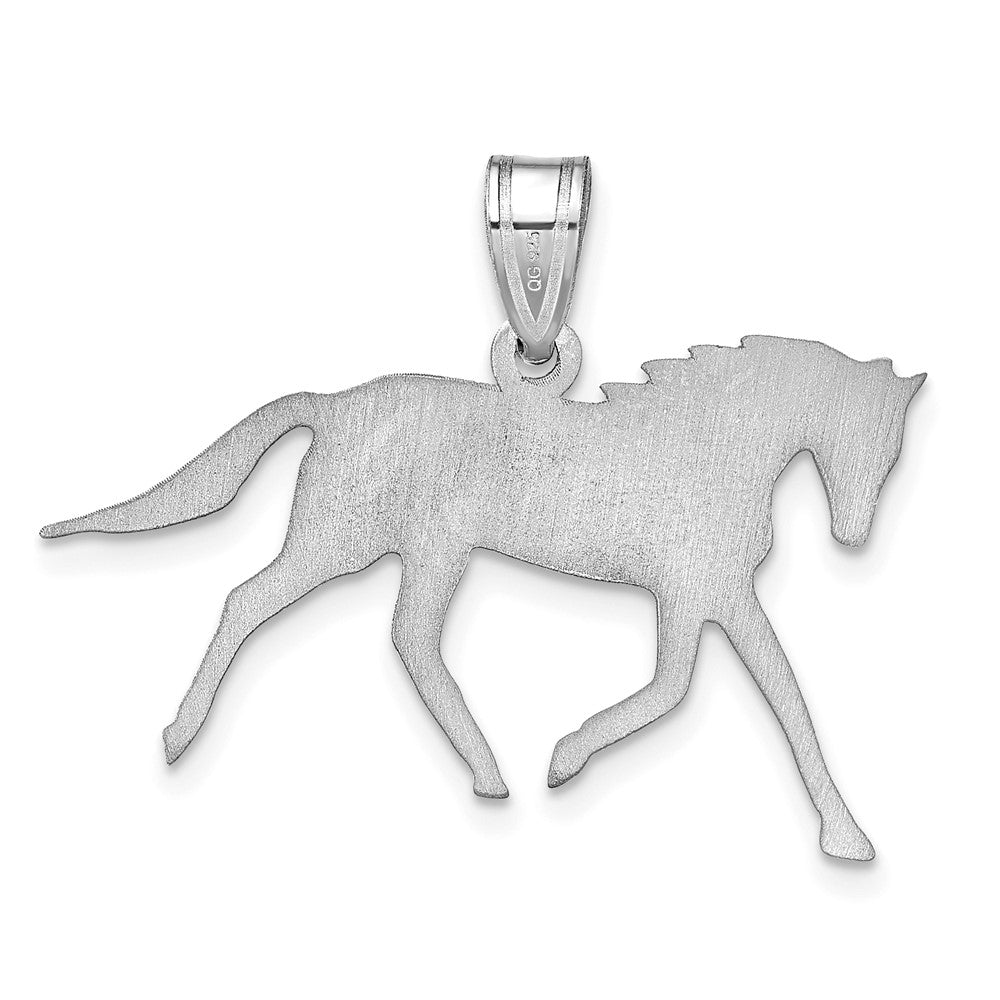 Sterling Silver Silver/Rhodium Plated Horse With Name Pendant