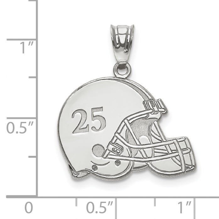 Sterling Silver Rhodium Plated Personalized Football Helmet Pendant