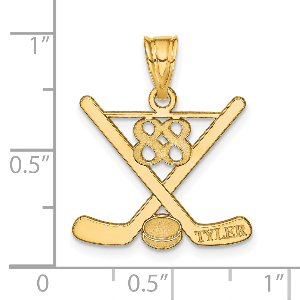 Gold Plated Sterling Silver/Gold Personalized Hockey Pendant