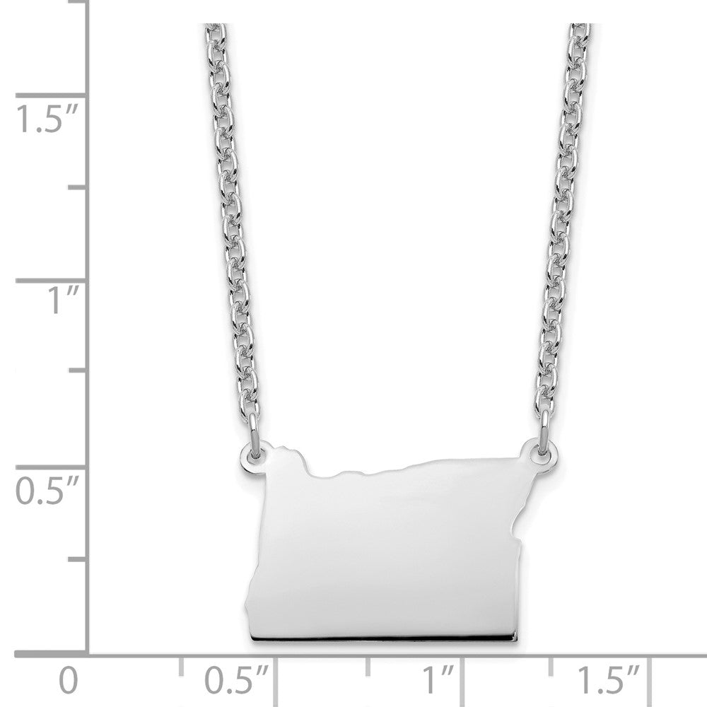 Sterling Silver Silver/Rhodium Plated Oregon State Necklace