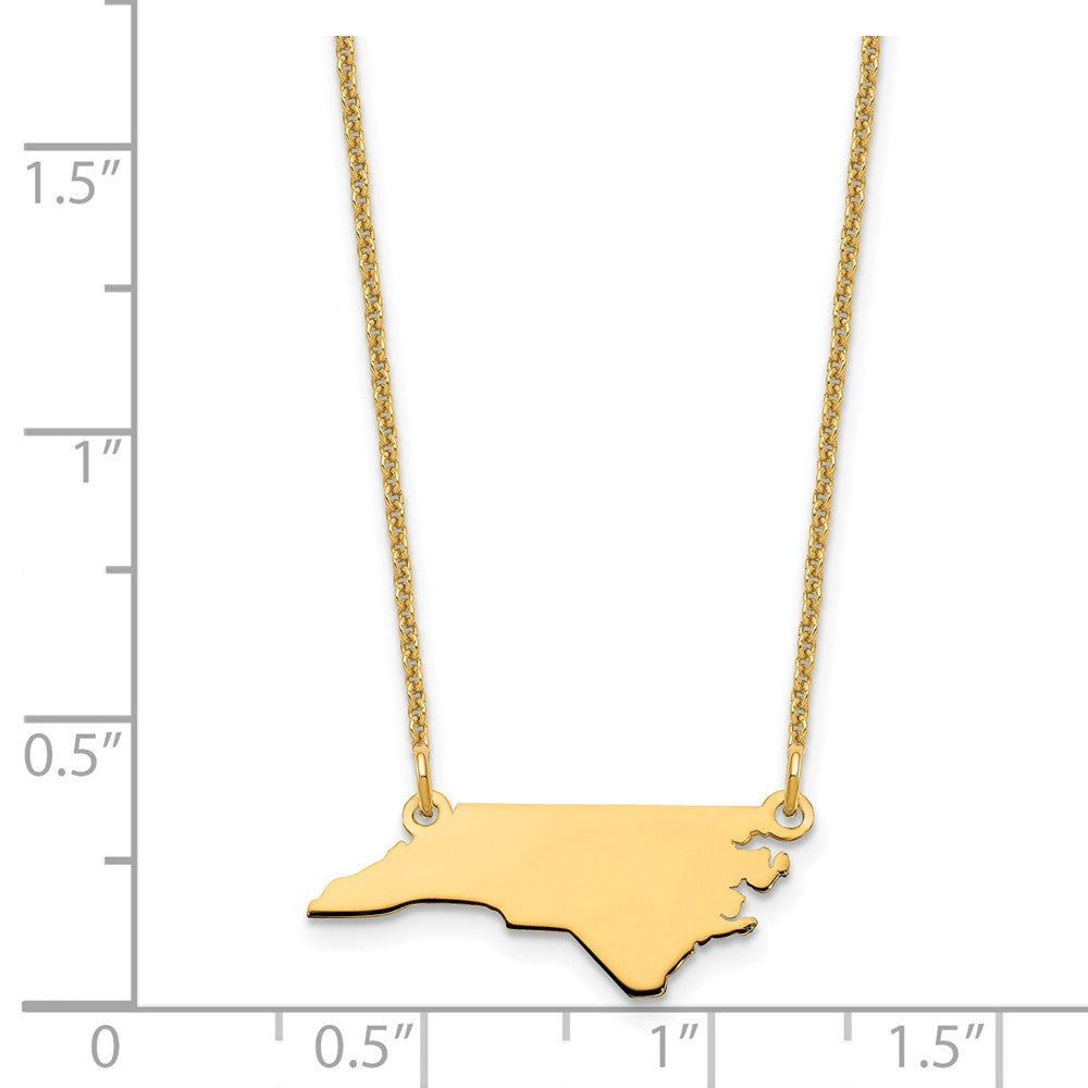 14K Yellow Gold 14Ky North Carolina State Necklace