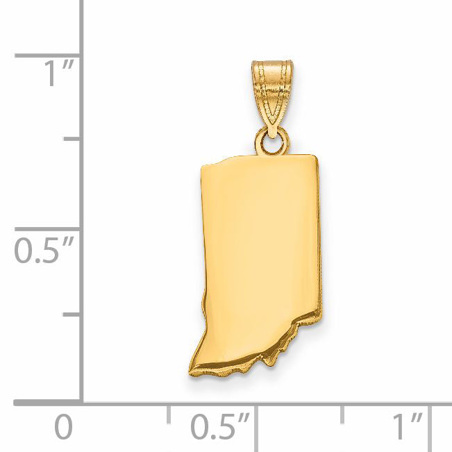 14k Yellow Gold 14KY Indiana State Pendant
