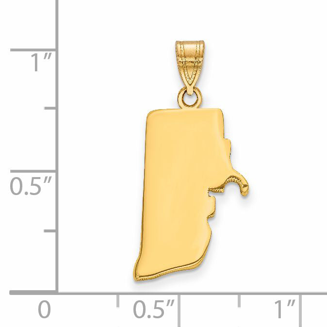 14k Yellow Gold 14KY Rhode Island State Pendant