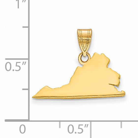 14k Yellow Gold 14KY Virginia State Pendant