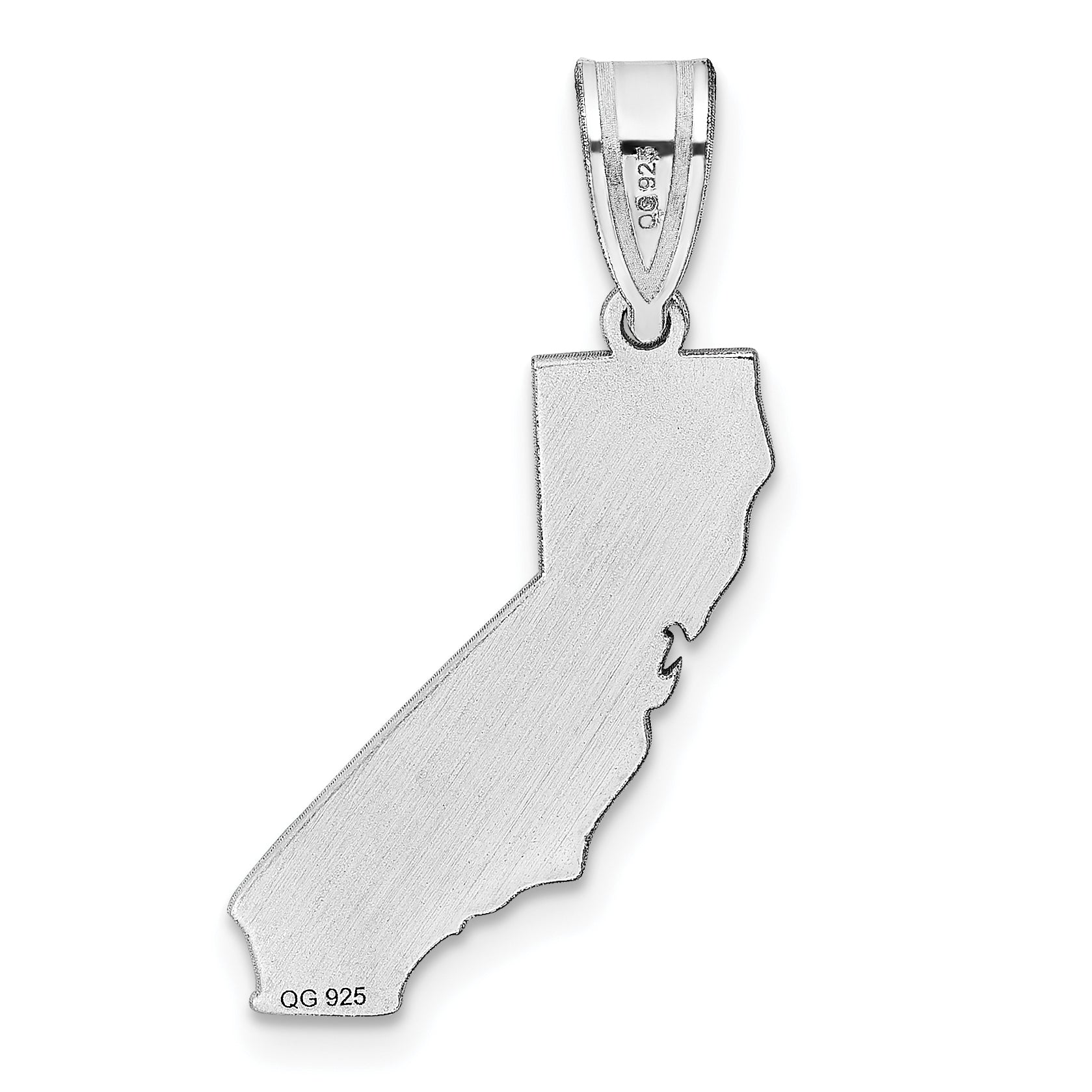 Sterling Silver Silver/Rhodium Plated California State Pendant
