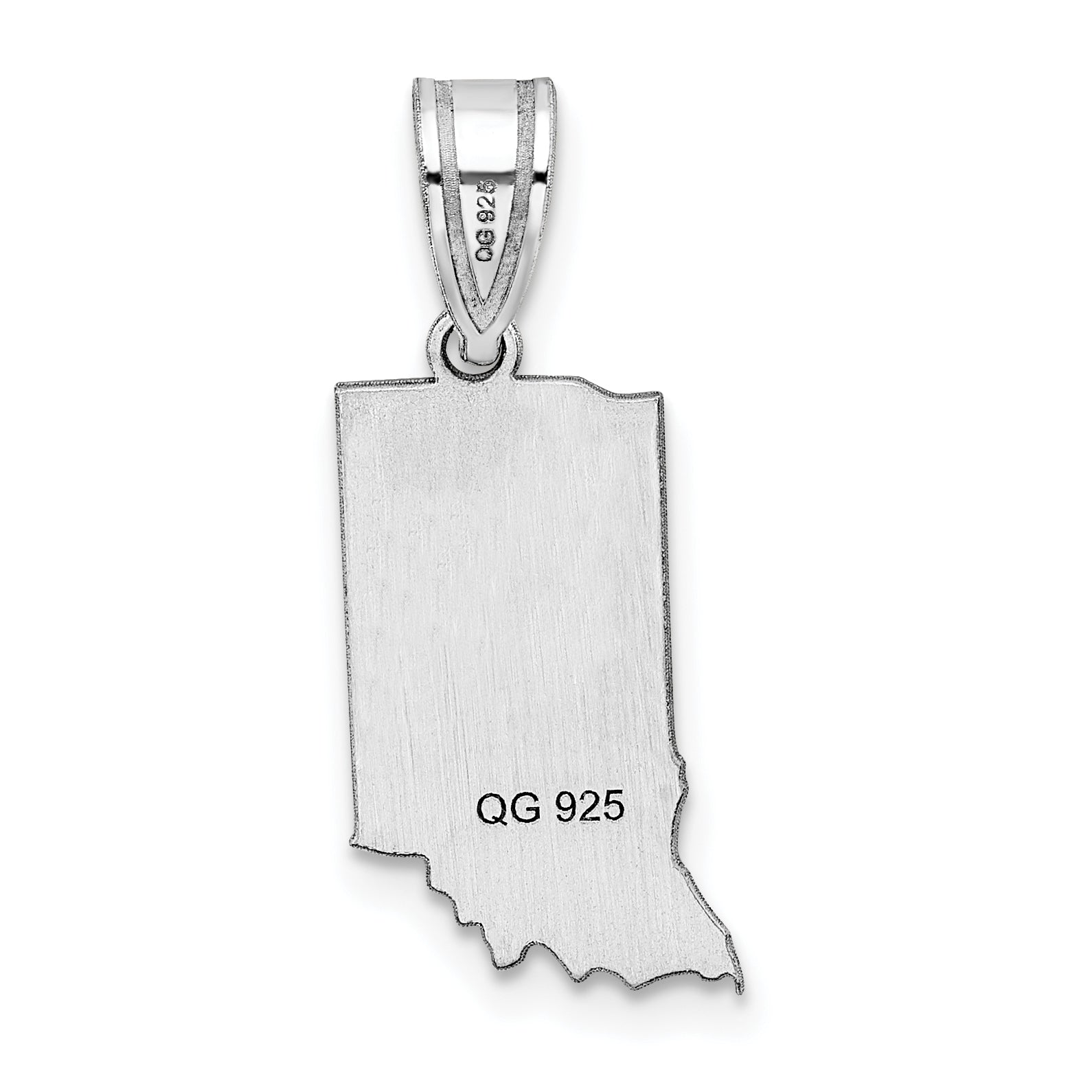 Sterling Silver Silver/Rhodium Plated Indiana State Pendant