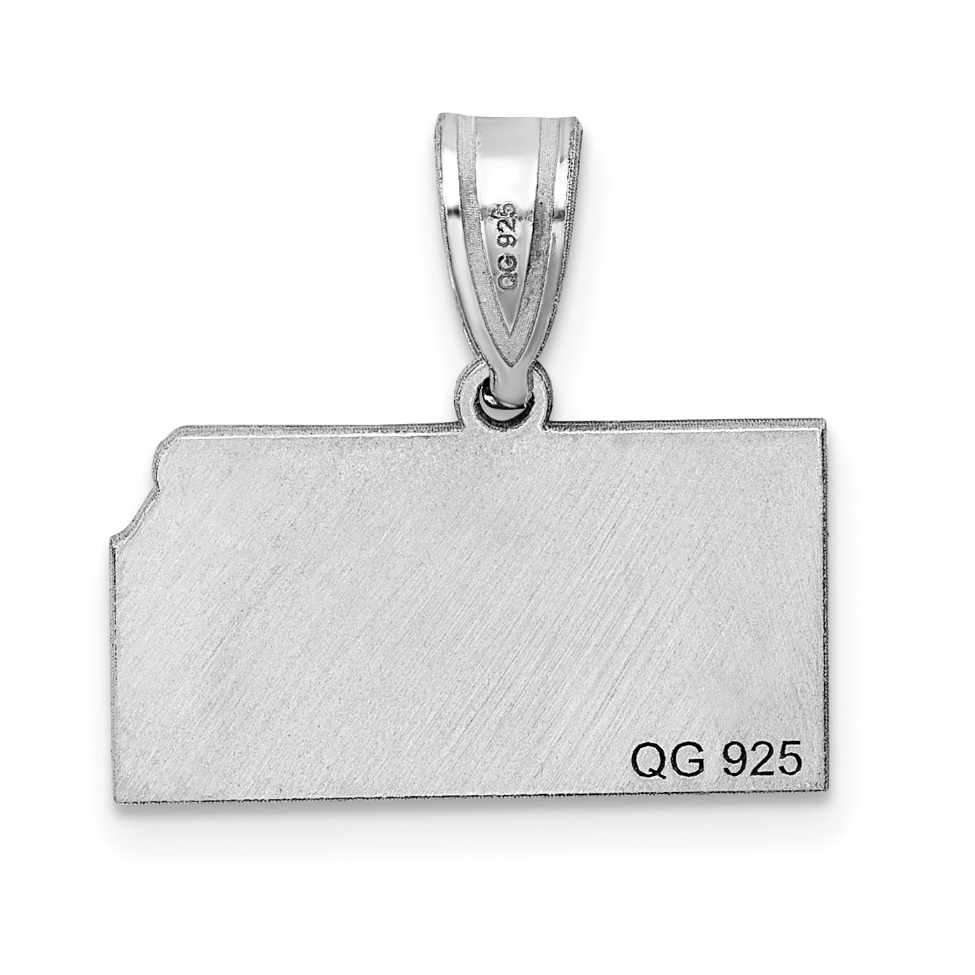 Sterling Silver Silver/Rhodium Plated Kansas State Pendant