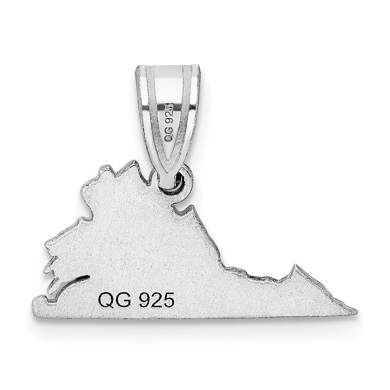 Sterling Silver Silver/Rhodium Plated Virginia State Pendant