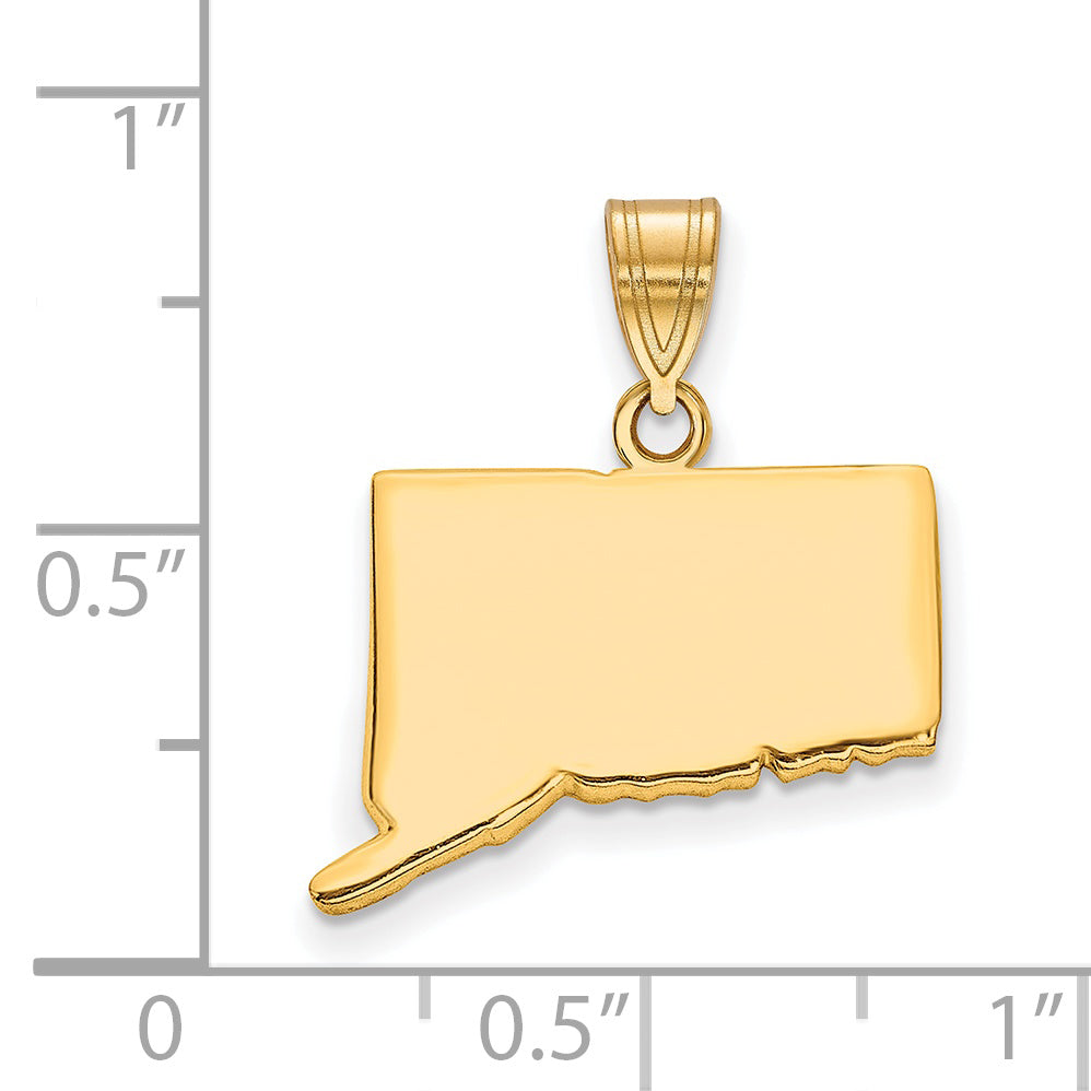 Gold Plated Sterling Silver/Gold Connecticut State Pendant