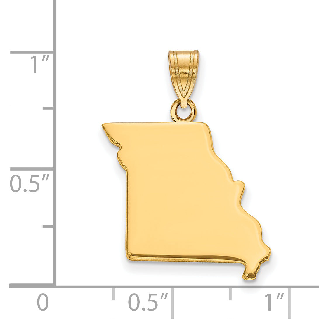 Gold Plated Sterling Silver/Gold Missouri State Pendant
