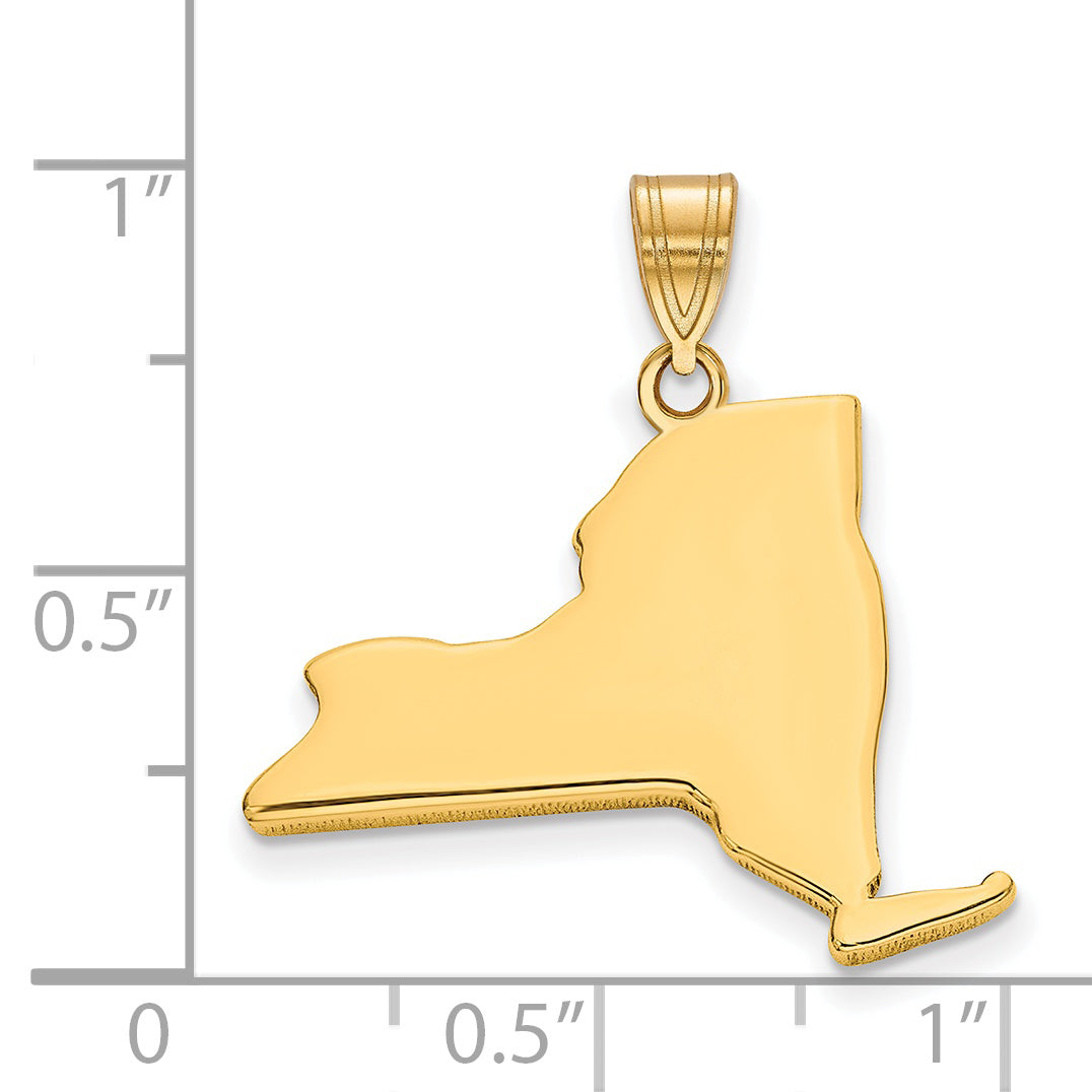 Gold Plated Sterling Silver/Gold New York State Pendant