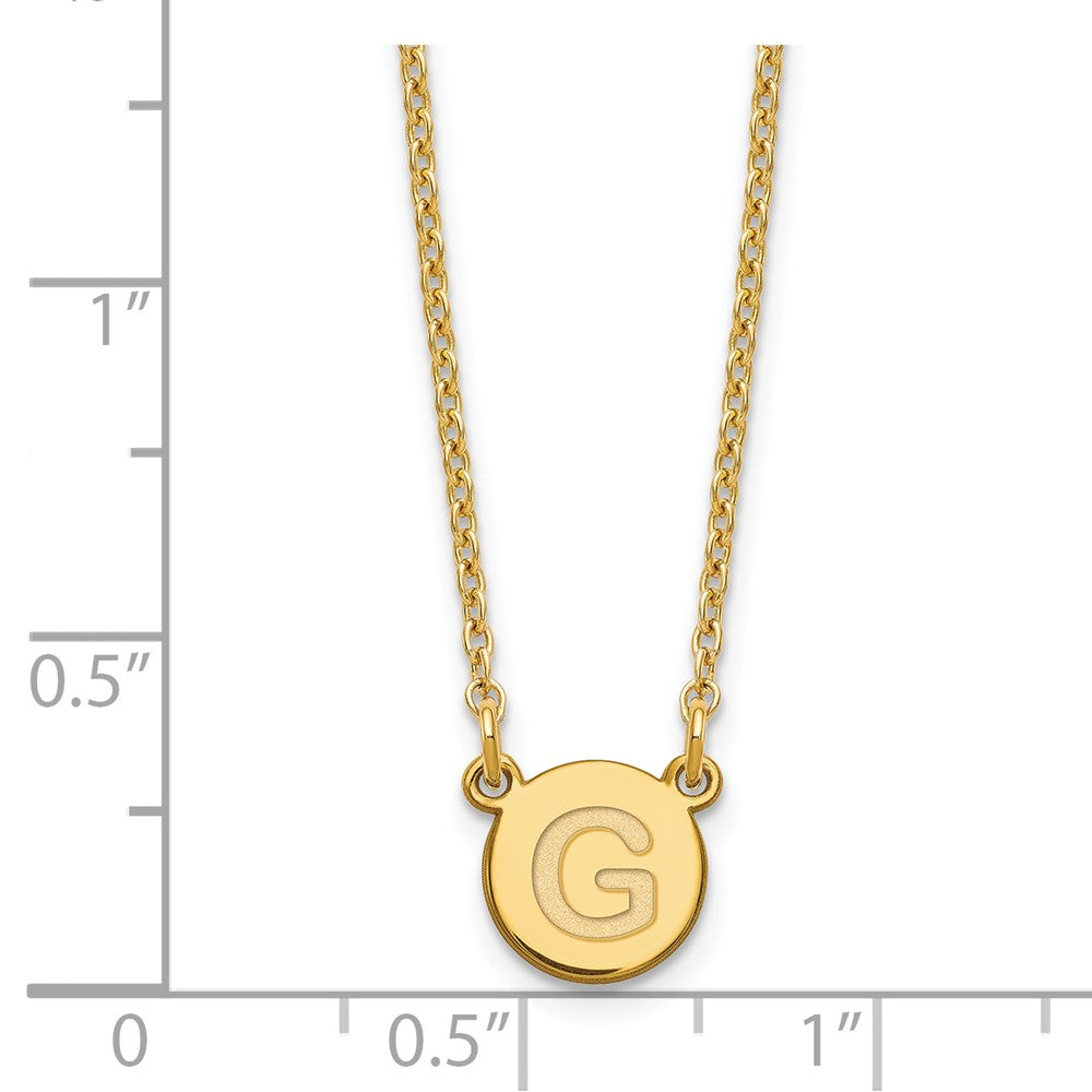 Gold Plated Sterling Silver Tiny Circle Block Letter G Initial Necklace