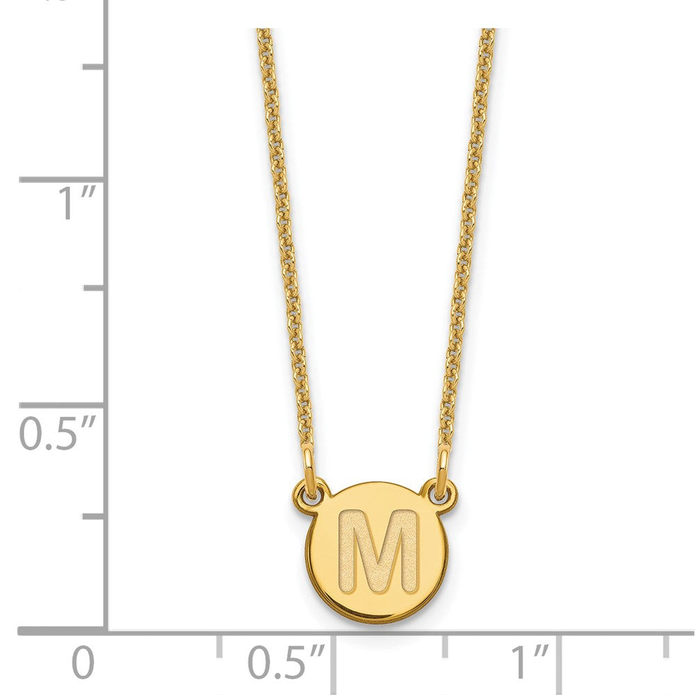 14K Yellow Gold 14Ky Tiny Circle Block Letter M Initial Necklace